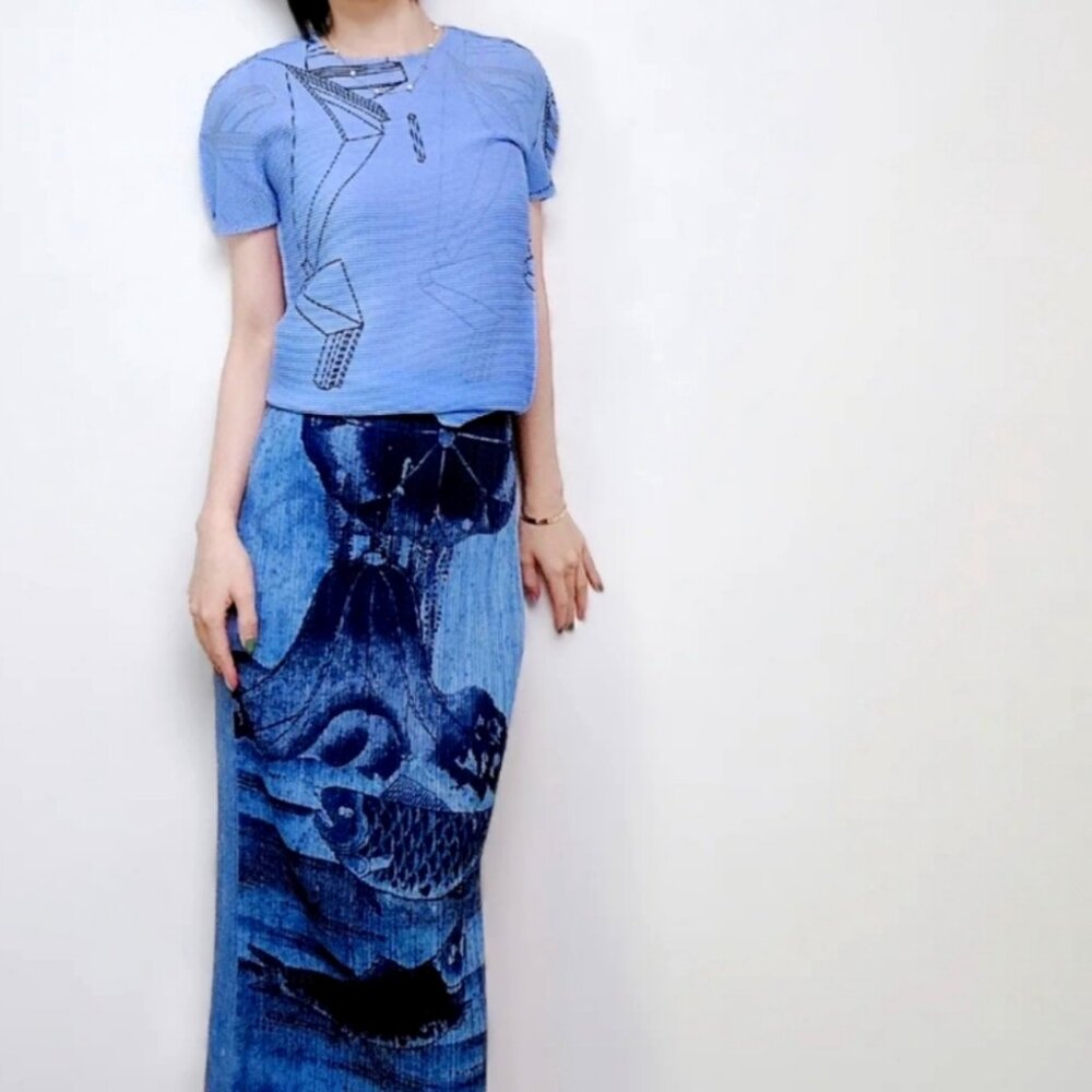 Issey Miyake (20th Anniversary Limited Edition) Shirt Pleats Blue Short Sleeve